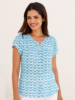 Aspiga Lisbon Crinkle Blouse, White/Turquoise