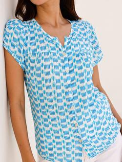 Aspiga Lisbon Crinkle Blouse - view 2, White/Turquoise