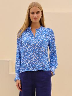Aspiga Kaia Viscose Crinkle Blouse, White/Blue, White/Blue