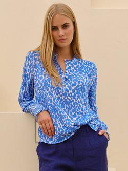 Aspiga Kaia Viscose Crinkle Blouse, White/Blue - view 2, White/Blue