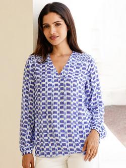 Aspiga Clea Crinkle Blouse, White/Blue