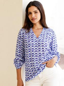 Aspiga Clea Crinkle Blouse - view 2, White/Blue