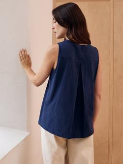 Celtic & Co. Back Pleat Vest Top, Chalk - view 2, Dark Navy