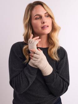 Celtic & Co. Geelong Wool Fingerless Gloves, Derby Grey - view 2, Oatmeal