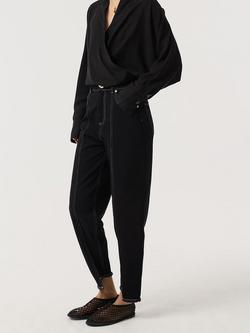 AKYN Halle V-Neck Wrap Top containing TENCEL™ Lyocell, Black - view 2, Black