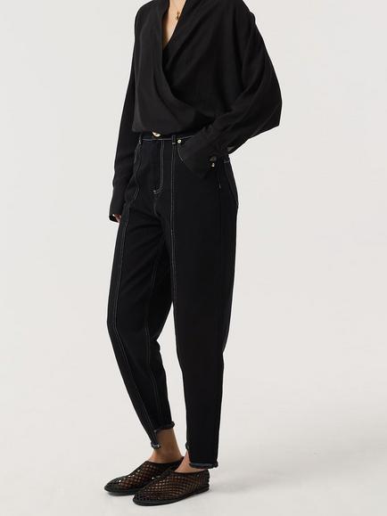 AKYN Halle V-Neck Wrap Top containing TENCEL™ Lyocell, Black - view 2, Black