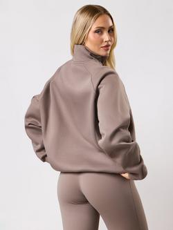 Gym King Cotton Rich Relaxed Funnel Neck Sweatshirt - view 2, Truffle