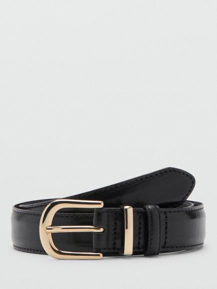 Mango Pure Patent Leather Belt, Black