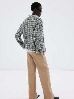 Mango Textured Frayed Edge Cardigan, Black - view 2, Black