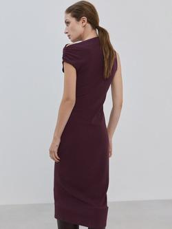 Mango Slant Neck Midi Dress - view 2, Bordeaux