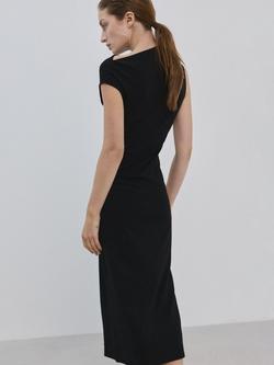 Mango Slant Neck Midi Dress - view 2, Black