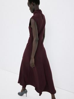 Mango High Neck Sleeveless Midi Dress, Wine - view 2, Wine