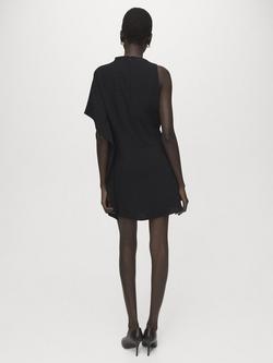 Mango Asymmetric Drape Mini Dress, Black - view 2, Black