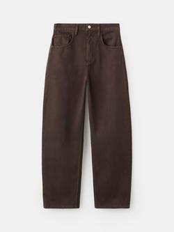 Mango High Rise Barrel Leg Jeans, Chocolate, Chocolate