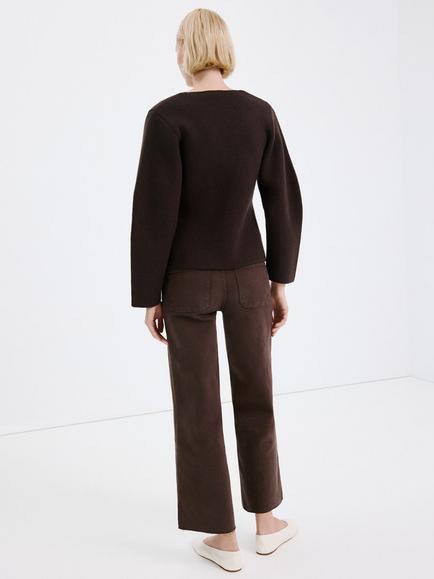 Mango High Rise Culotte Jeans, Chocolate - view 2, Chocolate