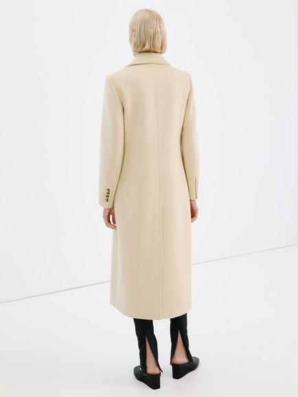 Mango Straight Wool Blend Coat, Vanilla - view 2, Vanilla