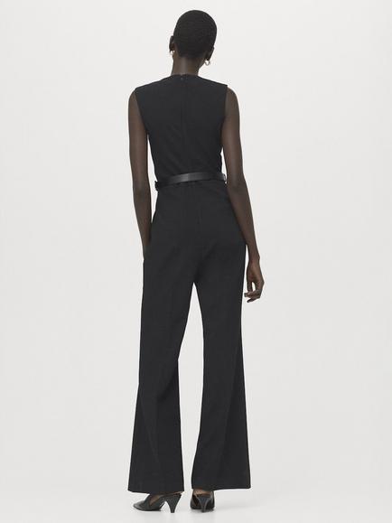 Mango Belted Sleeveless Wide Leg Jumpsuit - view 2, Black