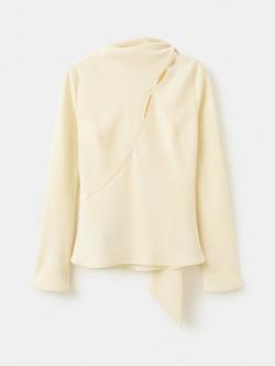 Mango Asymmetric Drape Neck Top, Yellow, Yellow