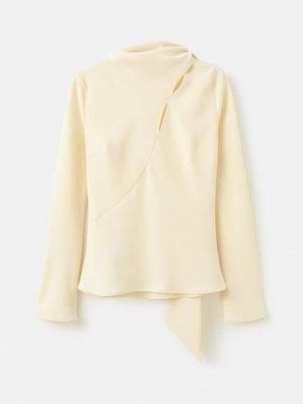 Mango Asymmetric Drape Neck Top, Yellow, Yellow