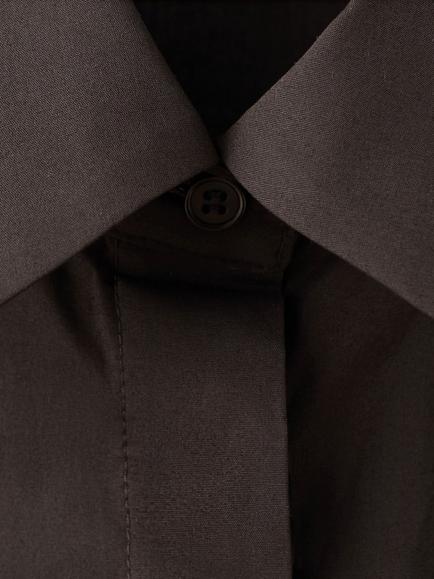 Mango Poplin Long Sleeve Shirt, Brown - view 2, Brown
