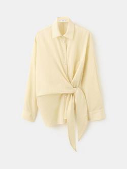 Mango Stripe Tie Waist Shirt, Pastel Yellow, Pastel Yellow
