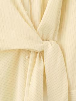 Mango Stripe Tie Waist Shirt, Pastel Yellow - view 2, Pastel Yellow