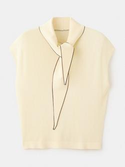Mango Tie Neck Knit Top, Pastel Yellow, Pastel Yellow