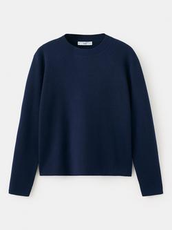 Mango Round Neck Long Sleeve Jumper, Navy