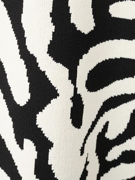 Mango Round Neck Zebra Print Jumper, Black - view 2, Black