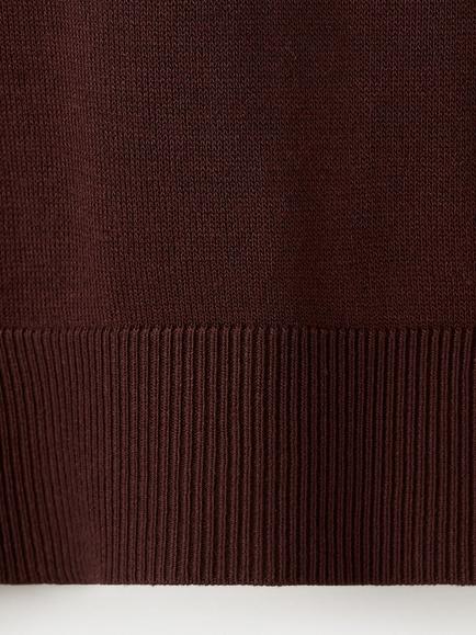 Mango V-Neck Colour Contrast Jumper - view 2, Chocolate