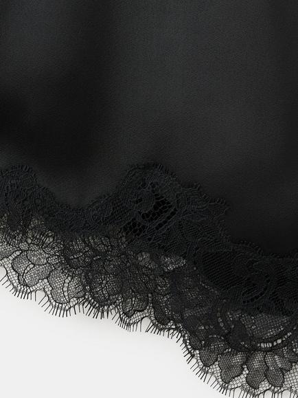 Mango Lace Trim Asymmetric Camisole Top, Black - view 2, Black