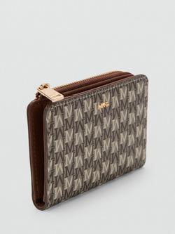 Mango Monogram Zip Up Purse, Brown - view 2, Brown