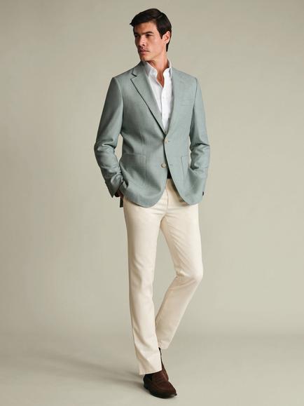 Charles Tyrwhitt Wool Blend Slim Fit Blazer, Pale Teal Green - view 2, Pale Teal Green