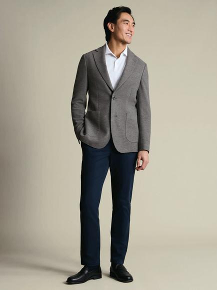Charles Tyrwhitt Jersey Slim Fit Blazer, Grey - view 2, Grey