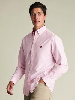 Charles Tyrwhitt Rugby Football Union Button Collar Striped Washed Cotton Oxford Slim Fit Shirt, Pink, Pink