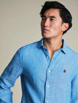 Charles Tyrwhitt Rugby Football Union Pure Linen Slim Fit Shirt - view 2, Ocean Blue