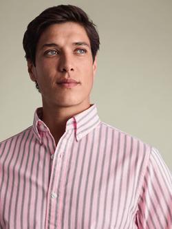 Charles Tyrwhitt Double Stripe Button Collar Stretch Washed Cotton Oxford Slim Fit Shirt, Light Pink - view 2, Light Pink