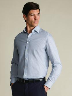 Charles Tyrwhitt Striped Cotton Non-Iron Royal Oxford Slim Fit Shirt, Indigo Blue, Indigo Blue