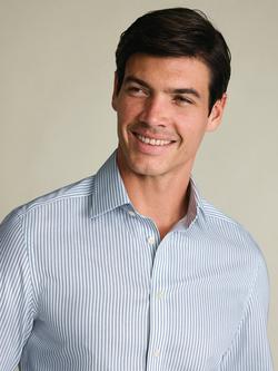 Charles Tyrwhitt Striped Cotton Non-Iron Royal Oxford Slim Fit Shirt, Indigo Blue - view 2, Indigo Blue