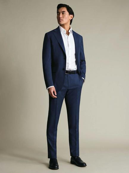 Charles Tyrwhitt Wool Rich Suit Trousers, Ink Blue - view 2, Ink Blue