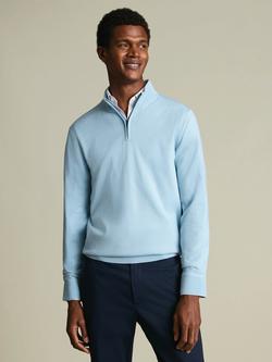 Charles Tyrwhitt Merino Wool Half-Zip Jumper, Ice Blue