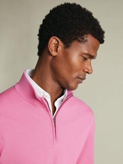Charles Tyrwhitt Merino Wool Half-Zip Jumper - view 2, Pink