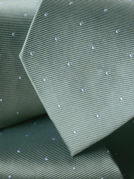 Charles Tyrwhitt Spot Silk Tie, Pale Teal Green - view 2, Pale Teal Green