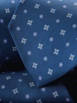 Charles Tyrwhitt Silk Print Tie, Royal Blue - view 2, Royal Blue
