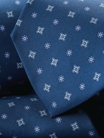 Charles Tyrwhitt Silk Print Tie, Royal Blue - view 2, Royal Blue