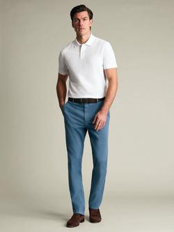 Charles Tyrwhitt Cotton Rich Garment-Dyed Chinos, Airforce Blue - view 2, Airforce Blue