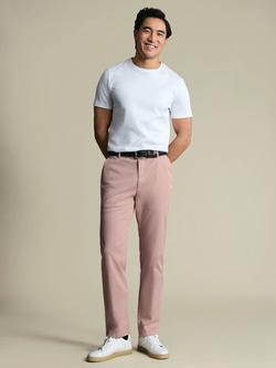 Charles Tyrwhitt Cotton Rich Garment-Dyed Chinos, Pink - view 2, Pink