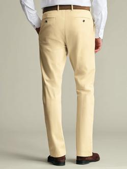Charles Tyrwhitt Non-Iron Regular Fit Cotton Rich Trousers - view 2, Lemon