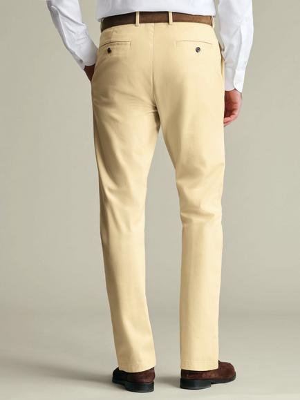 Charles Tyrwhitt Non-Iron Regular Fit Cotton Rich Trousers - view 2, Lemon