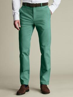 Charles Tyrwhitt Non-Iron Regular Fit Cotton Rich Trousers, Mid Green